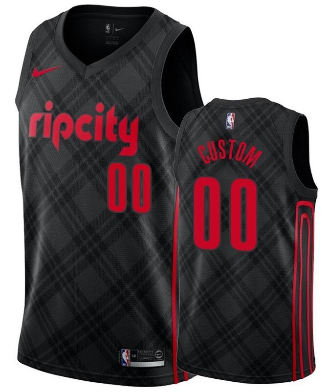 Men Portland Trail Blazers ripcity Custom Name Number Jersey City Black NBA Jerseys->boston celtics->NBA Jersey